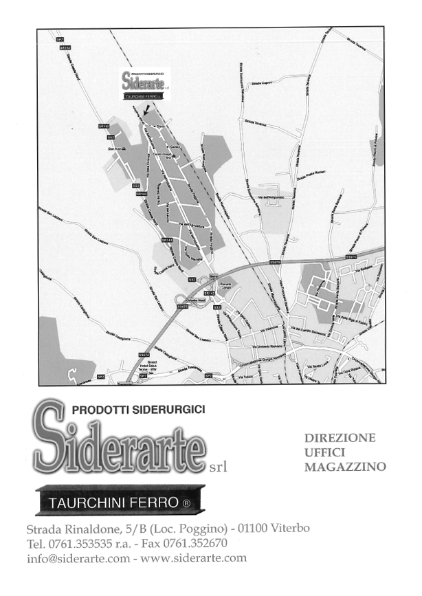 Mappa di Viterbo con dettagli aziendali Siderarte srl.