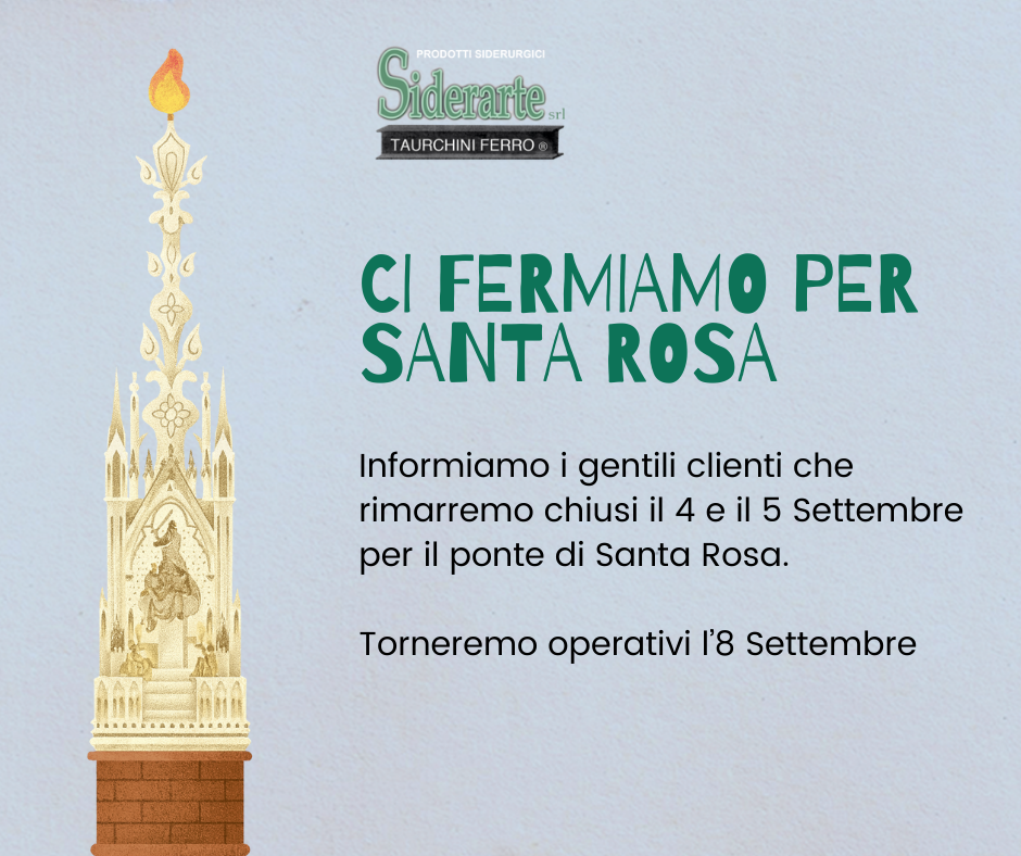 Avviso chiusura per Santa Rosa, 4-5 Settembre.